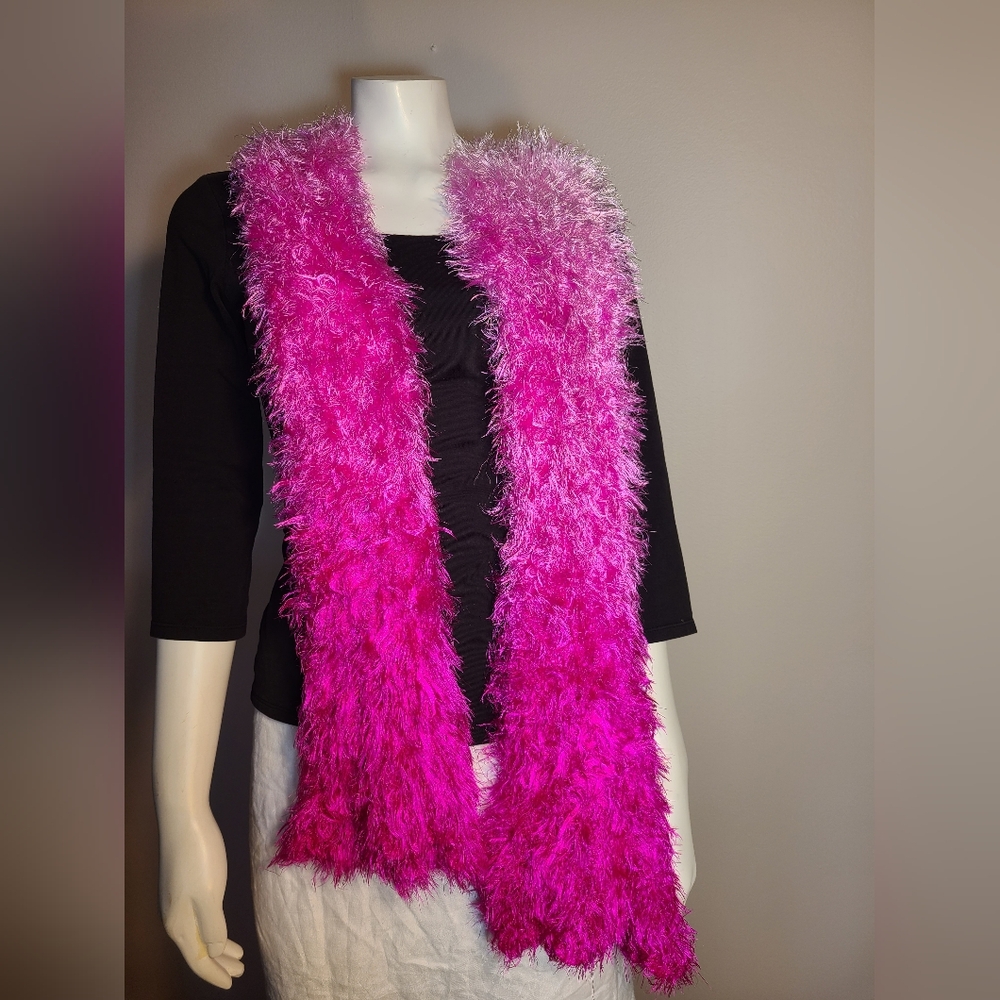 Silky, pink eyelash ombre circle scarf
